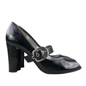 Enzo Angiolini Women's Size 6.5M Amybell Black Leather High Heel Mary Jane Pumps